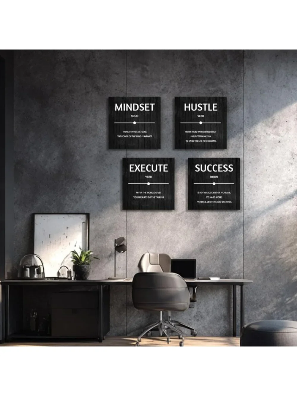 Inspirational Motivational Wall Art Set - 4 Modern Canvas Posters for Home